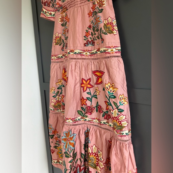 Farm Rio Garden Delight Pink Short Sleeve Maxi Dress • S • NWT - Picture 5 of 17